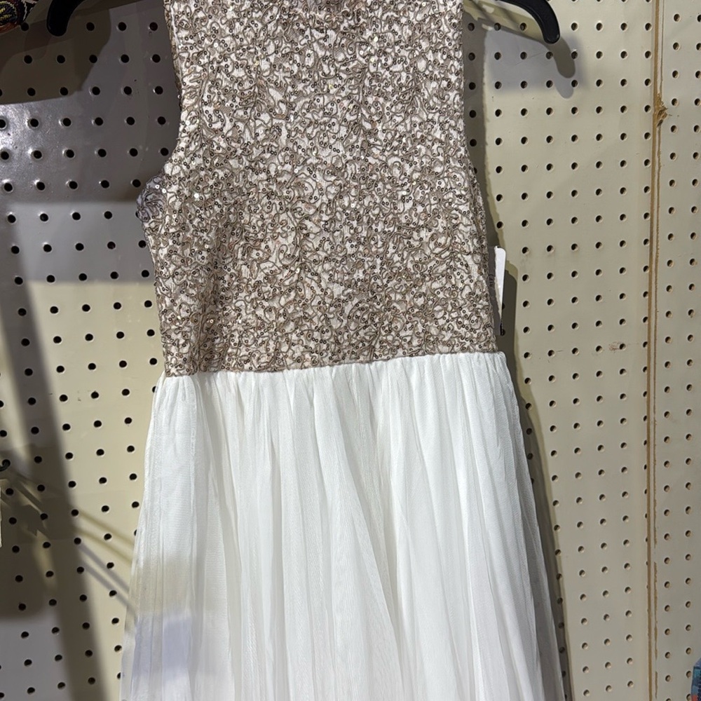 Speechless Blue and Silver Fit and Flare Formal Dress
